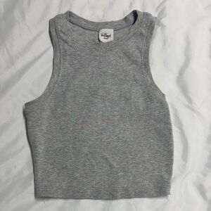 Gray Ribbed Tank Top